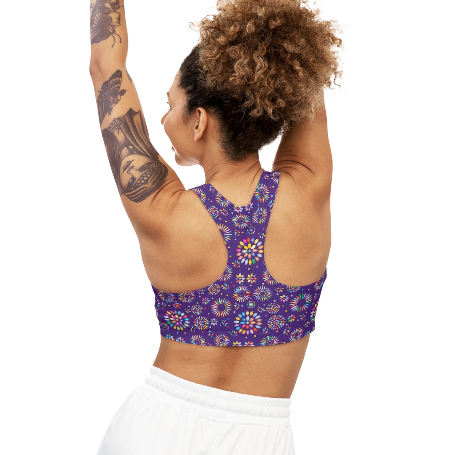 Vibrant Vibes Seamless Sports Bra (AOP) / Purple