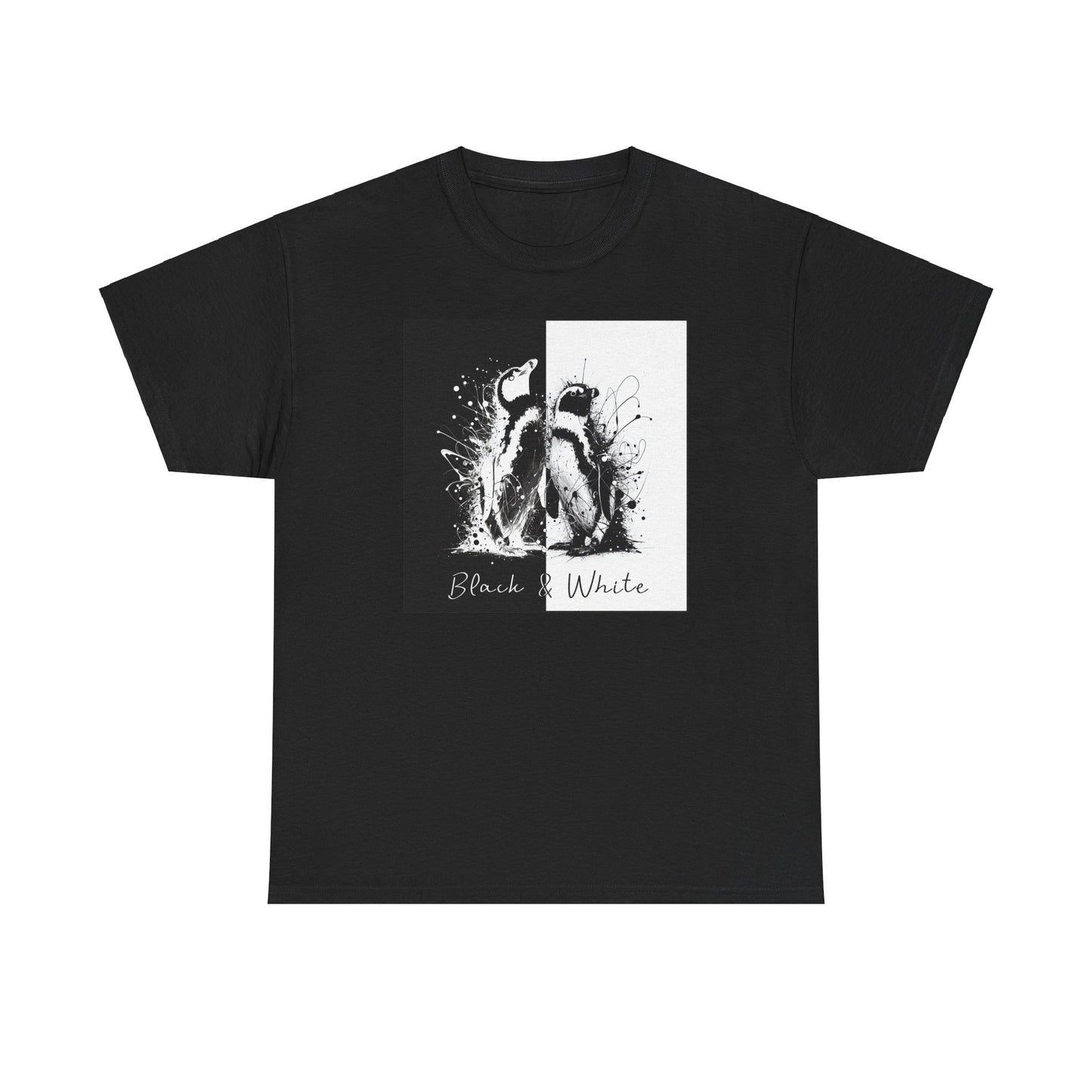 Black & White Penguins Unisex Heavy Cotton Tee