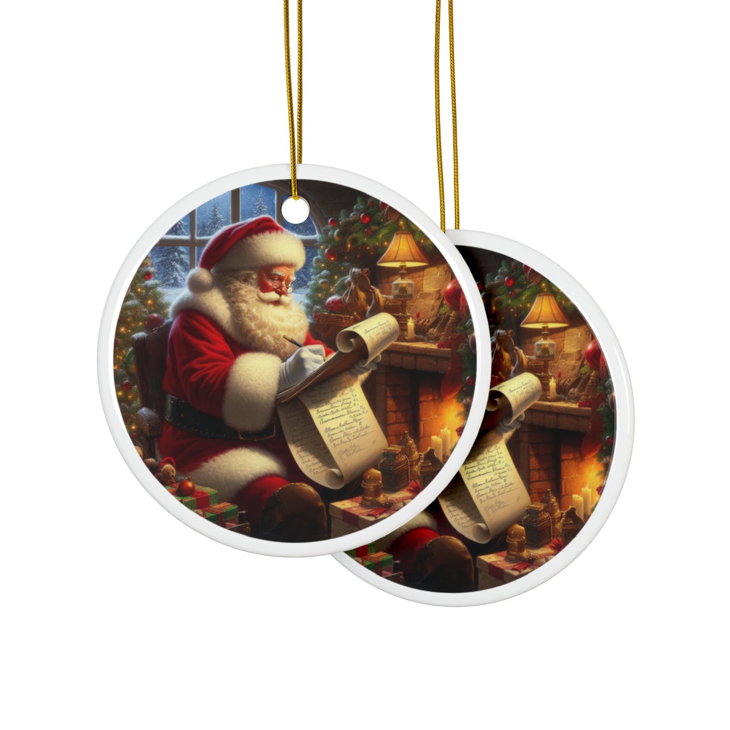 The Naughty or Nice Review Christmas Ceramic Ornaments, 2-Side Print, (1pc, 3pcs, 5pcs, 10pcs)