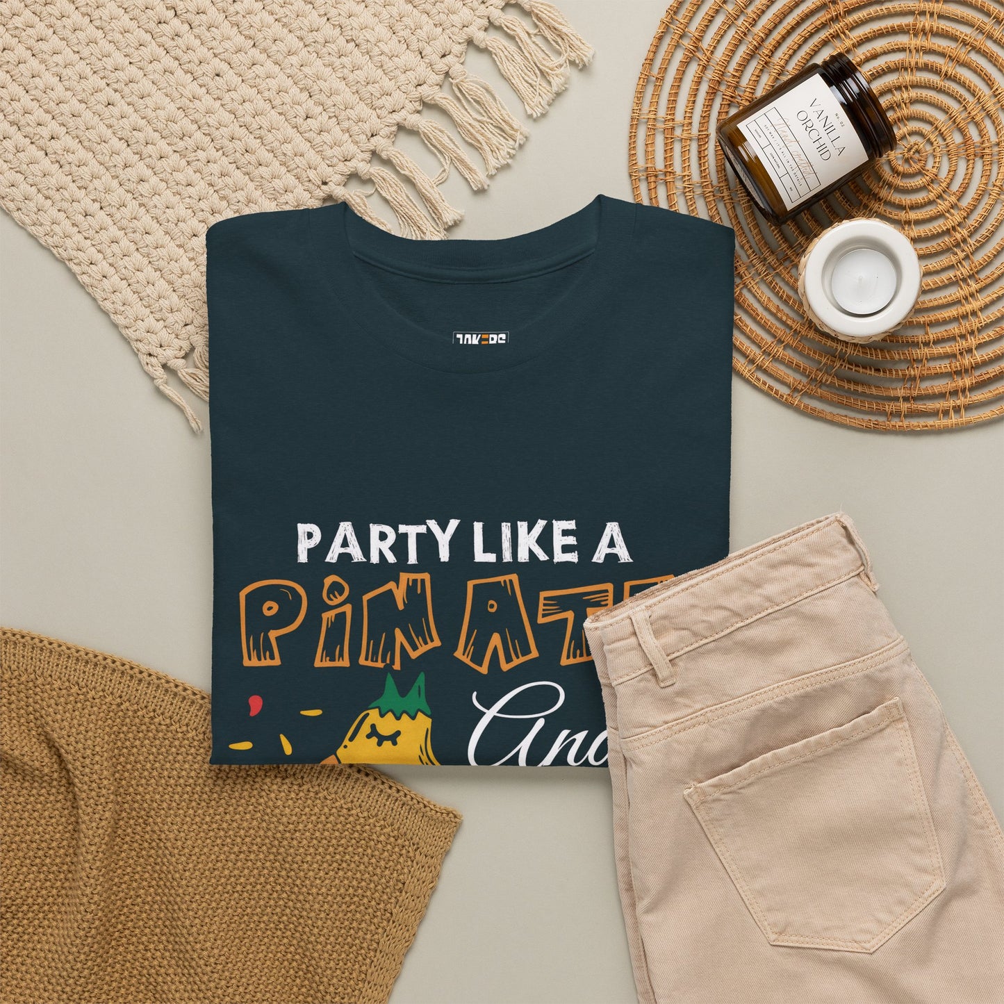 Funny Unisex Heavy Cotton Tee - 'Party Like a Piñata, Get Smashed!'