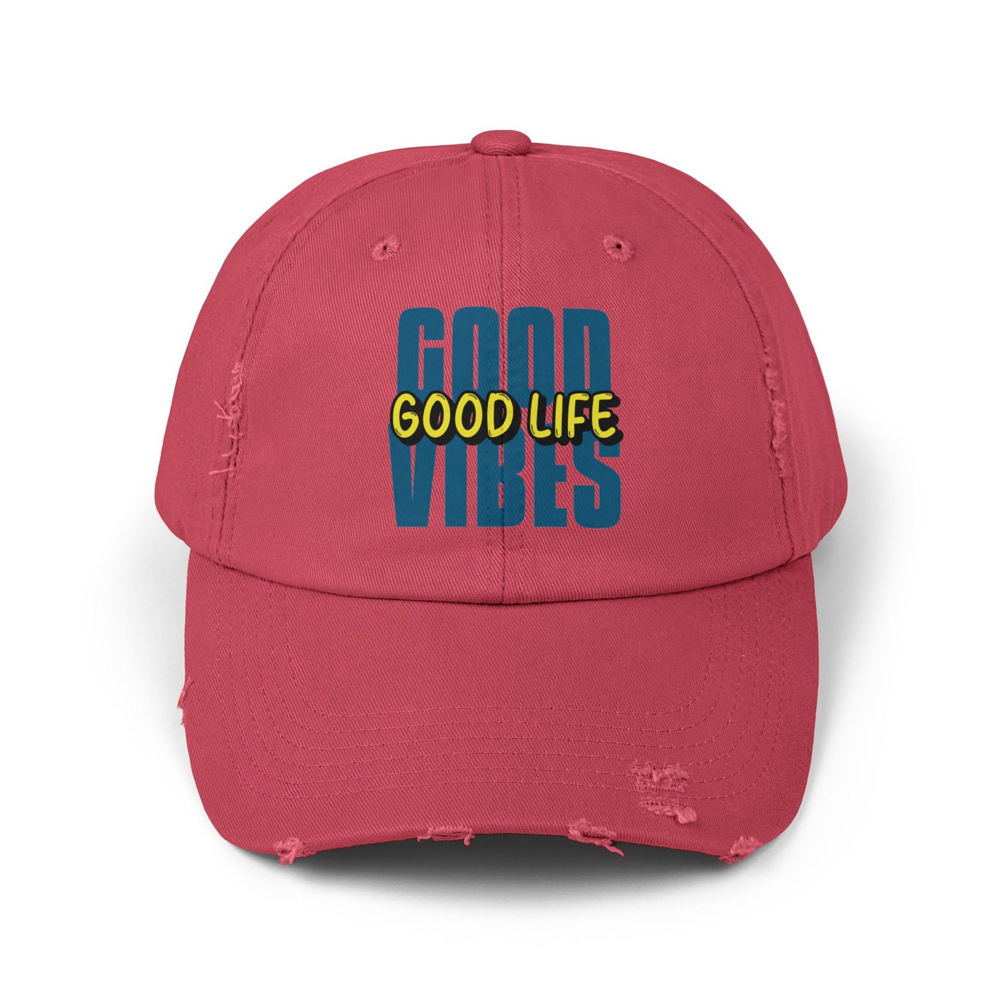 Good Vibes Good Life Unisex Distressed Cap