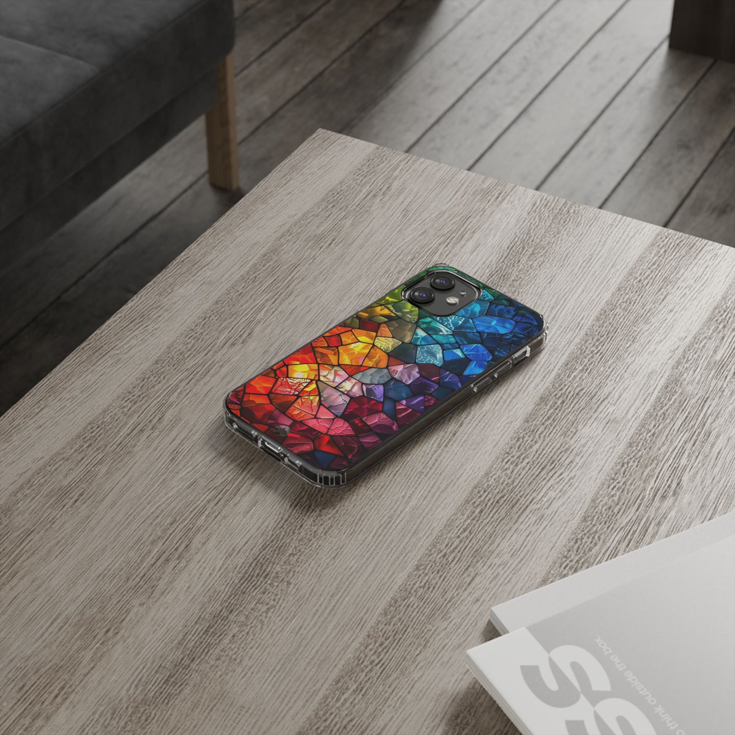 Vibrant Clear Phone Case, Colorful Stained Glass Design