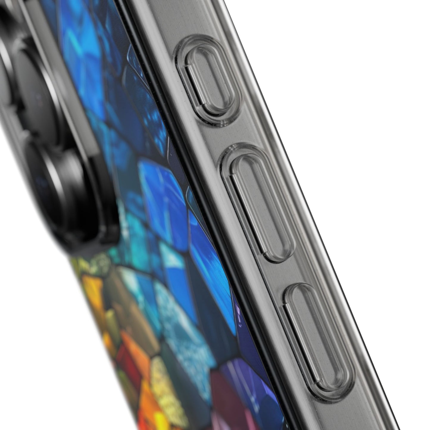 Vibrant Clear Phone Case, Colorful Stained Glass Design