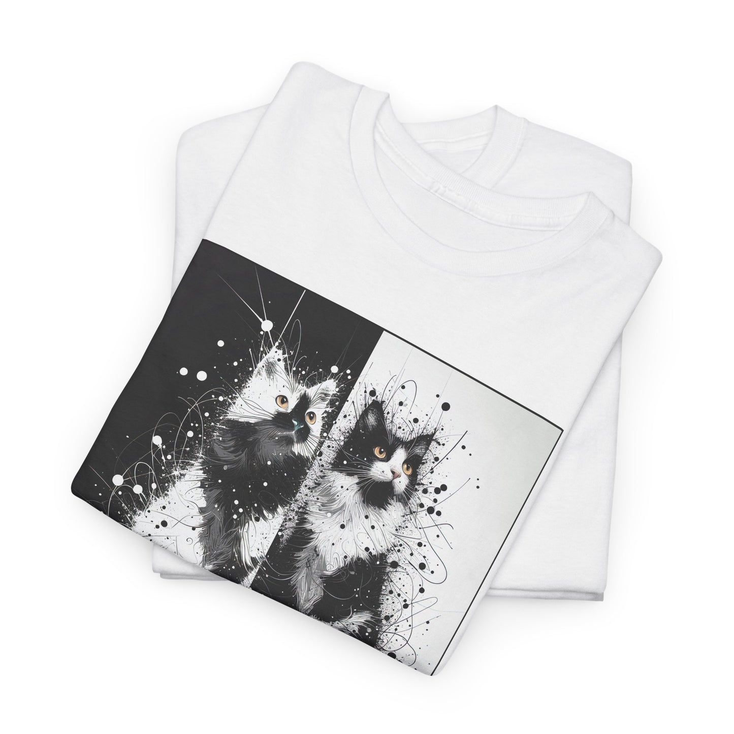 Black & White Cats Unisex Heavy Cotton Tee