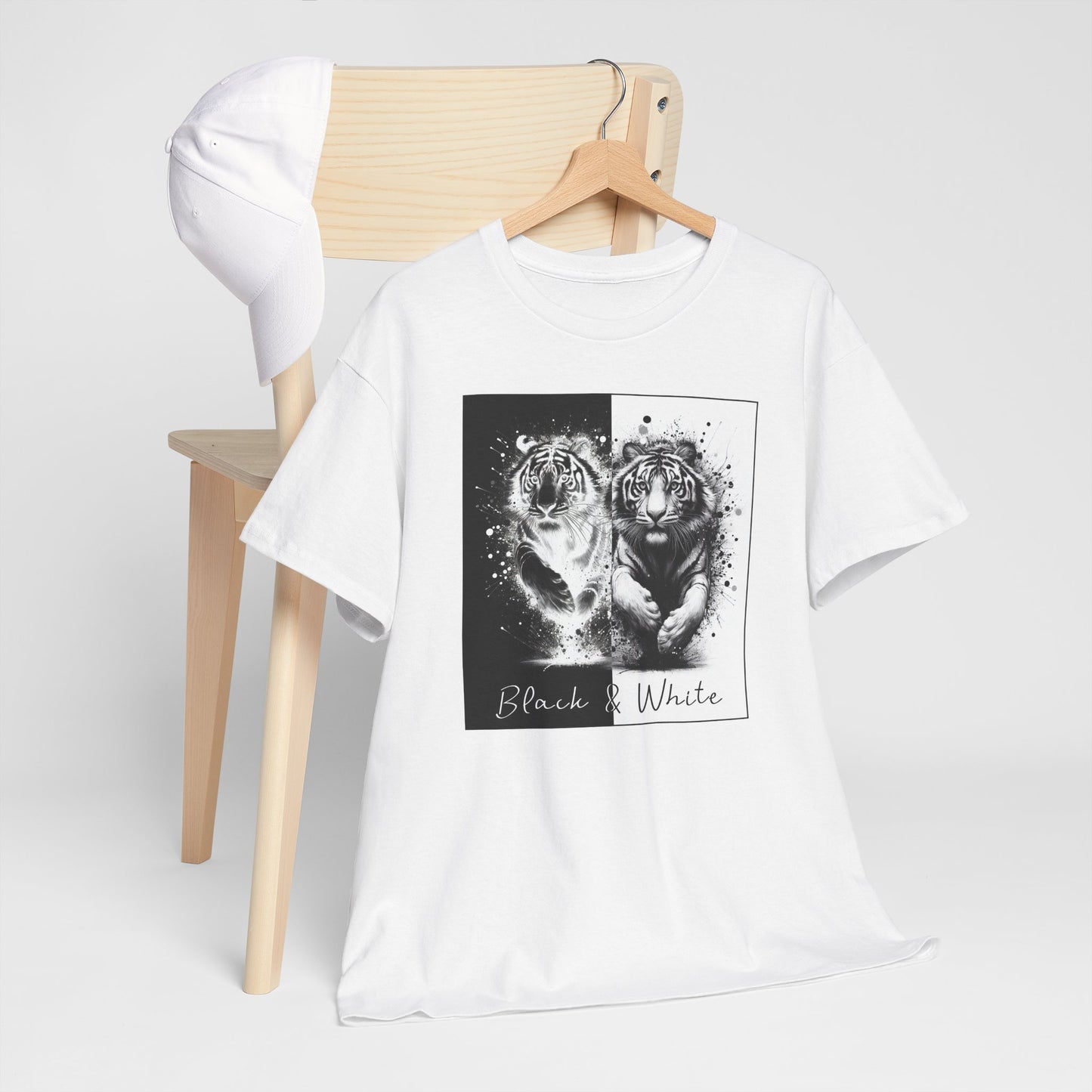 Black & White Tigers Unisex Heavy Cotton Tee