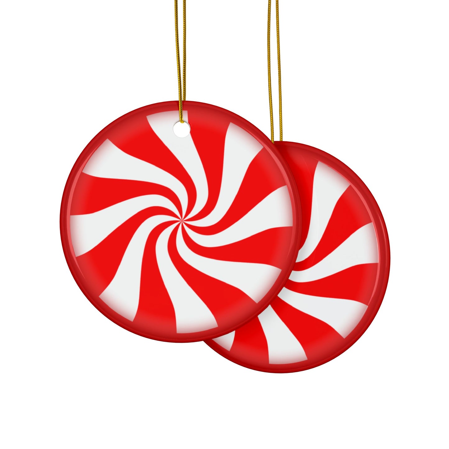 Santa’s Peppermint Delight Christmas Ceramic Ornaments (1pcs, 3pcs, 5pcs, 10pcs) 2-Side Print