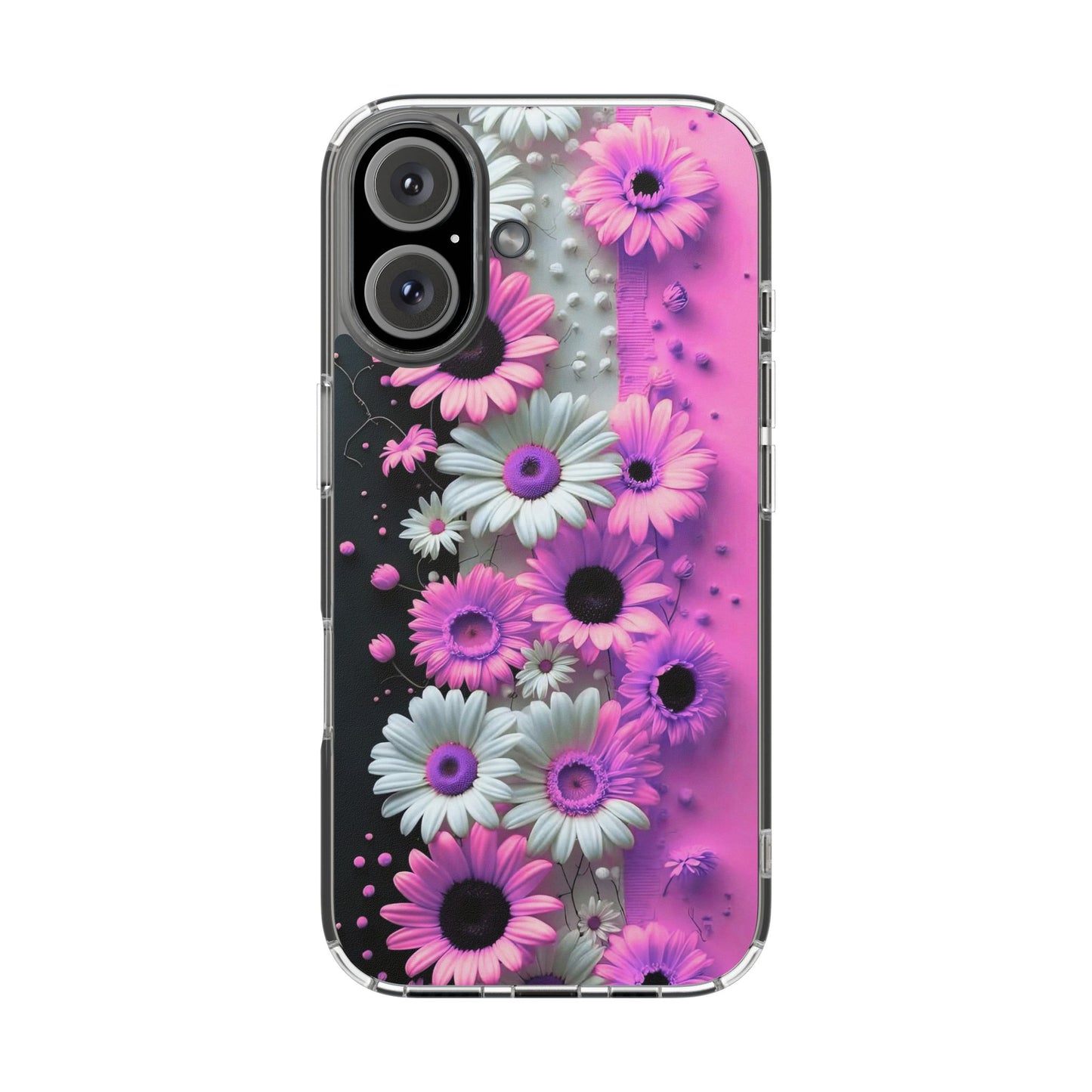 Floral Clear Phone Case – Pink Flower Design