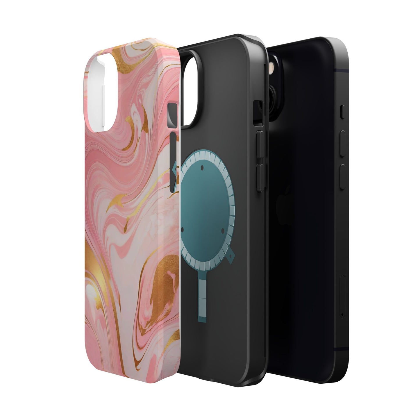 Stylish Magnetic Phone Case, Pink Marble Protective Cover