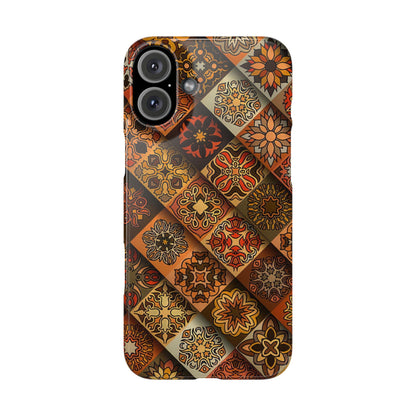 Aztec Geometric Slim Case, Boho Orange