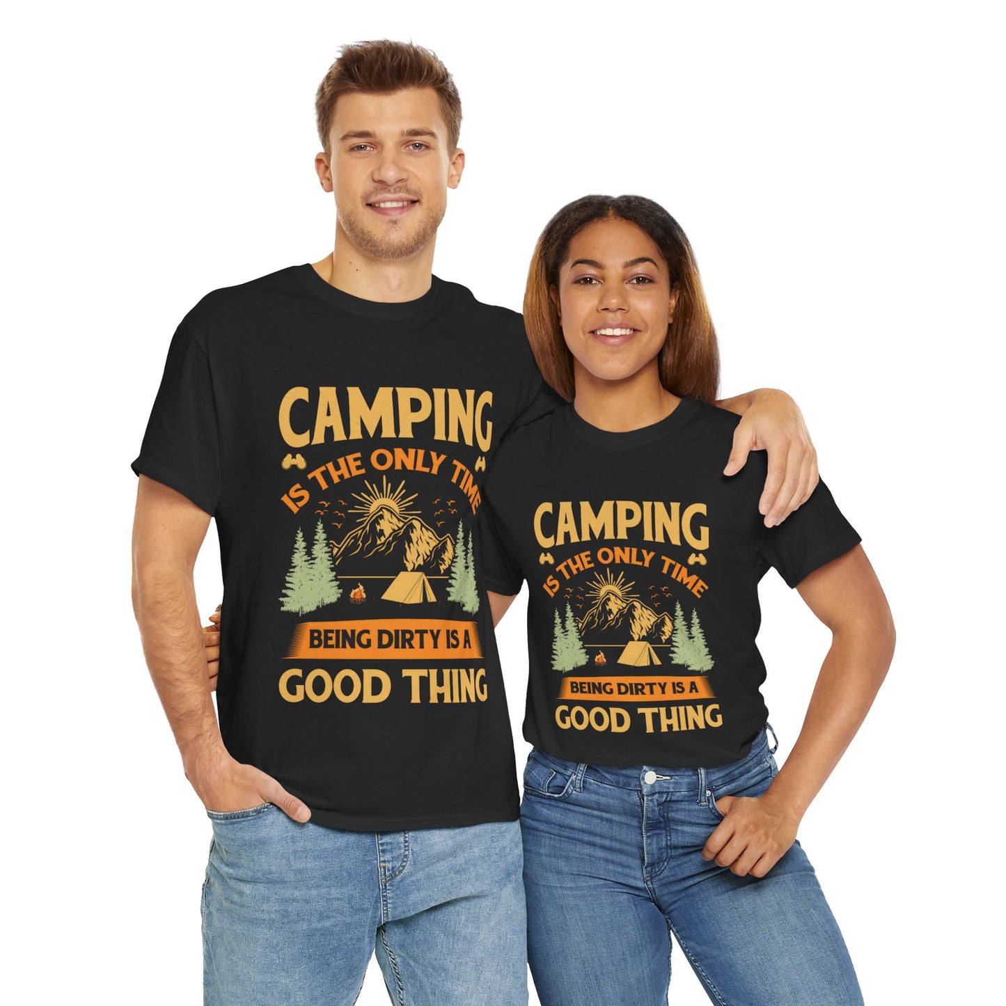 Camping Vibes Unisex Heavy Cotton Tee - "Being Dirty is a Good Thing"