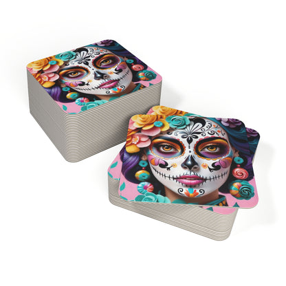 Colorful Sugar Skull Coasters, Party Drink Coasters, Day of the Dead Decor