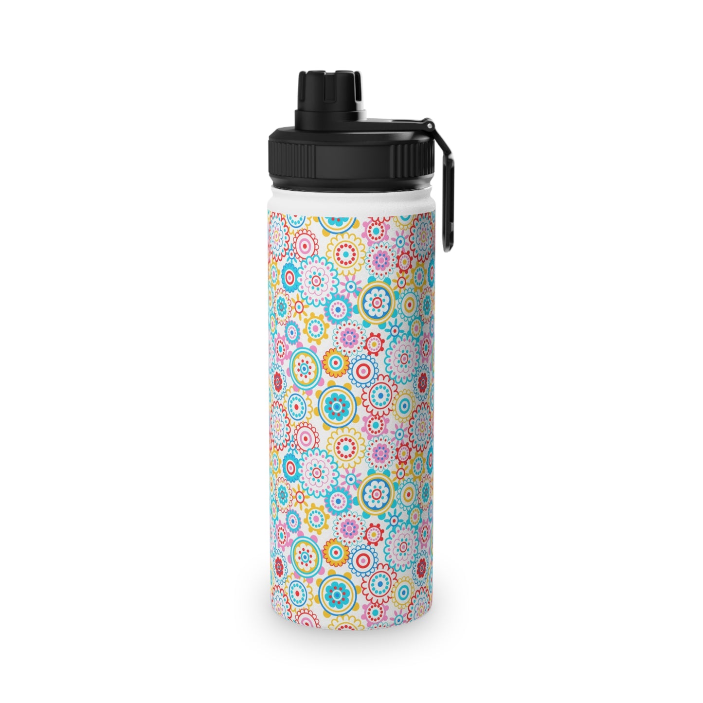 Flower Pop Stainless Steel Water Bottle, Sports Lid