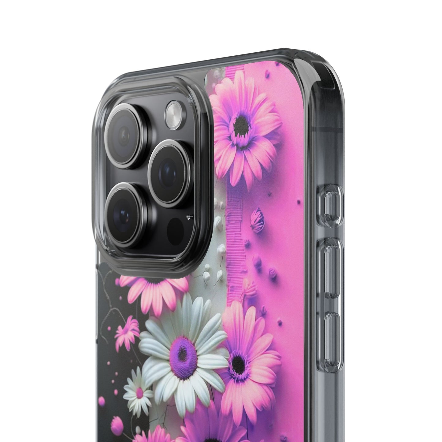 Floral Clear Phone Case – Pink Flower Design