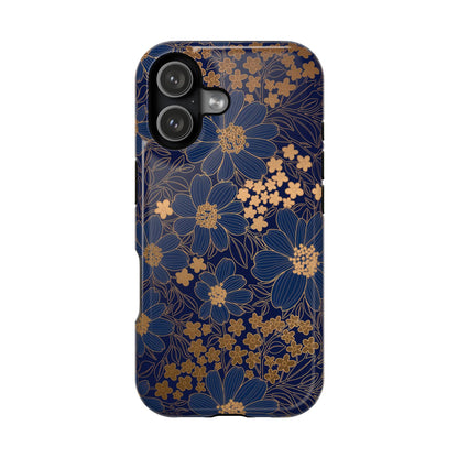 Luxury Serial Magnetic Phone Case, Golden Floral