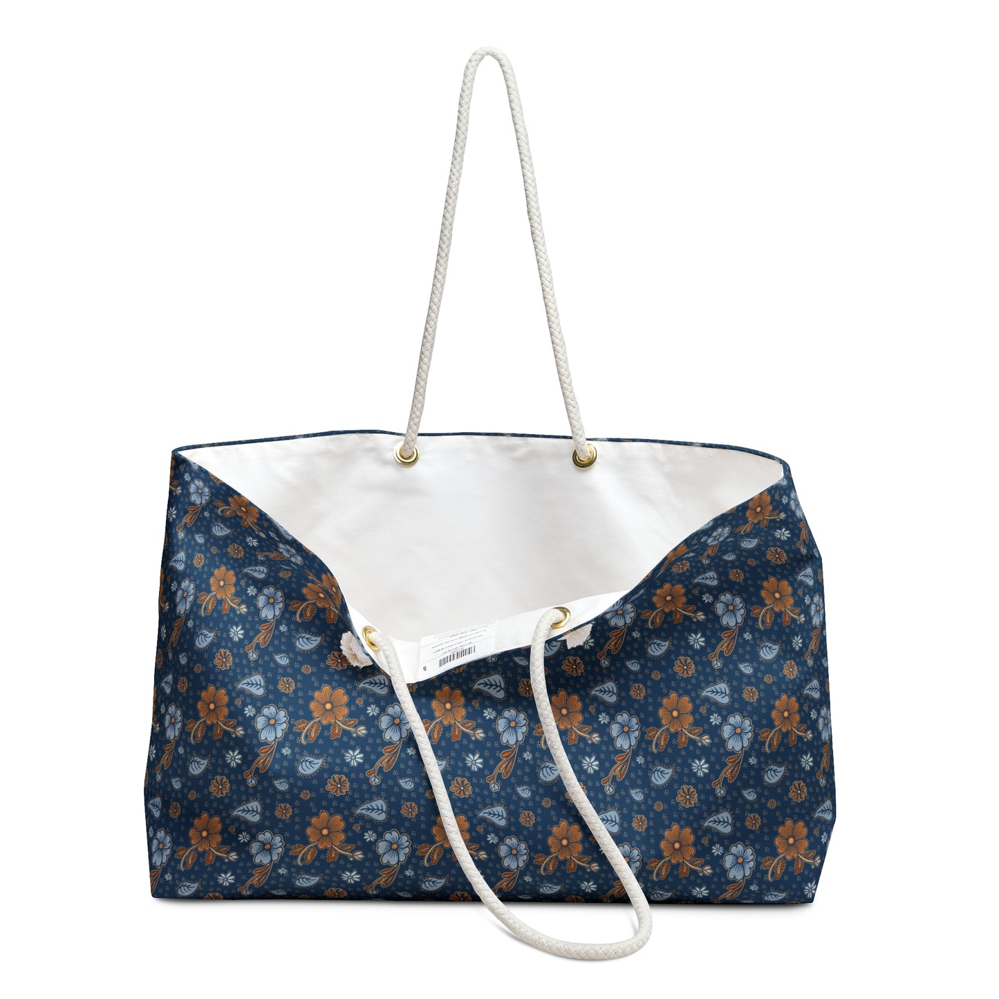 Timeless Elegance: Minimal Floral Weekender Bag / Dark Blue