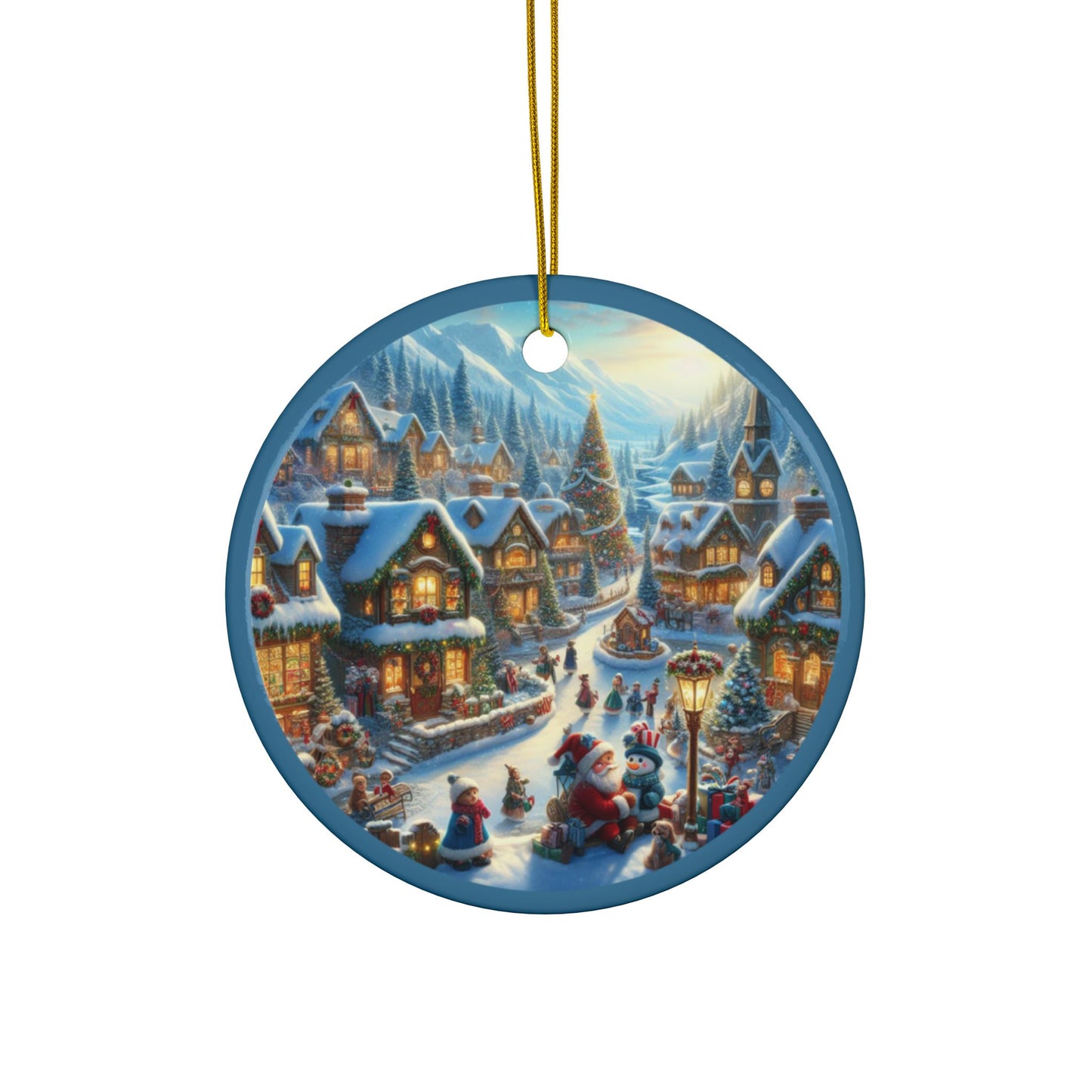 Glistening Winter Wonderland Ceramic Ornaments, 2-Side Print, (1pc, 3pcs, 5pcs, 10pcs)