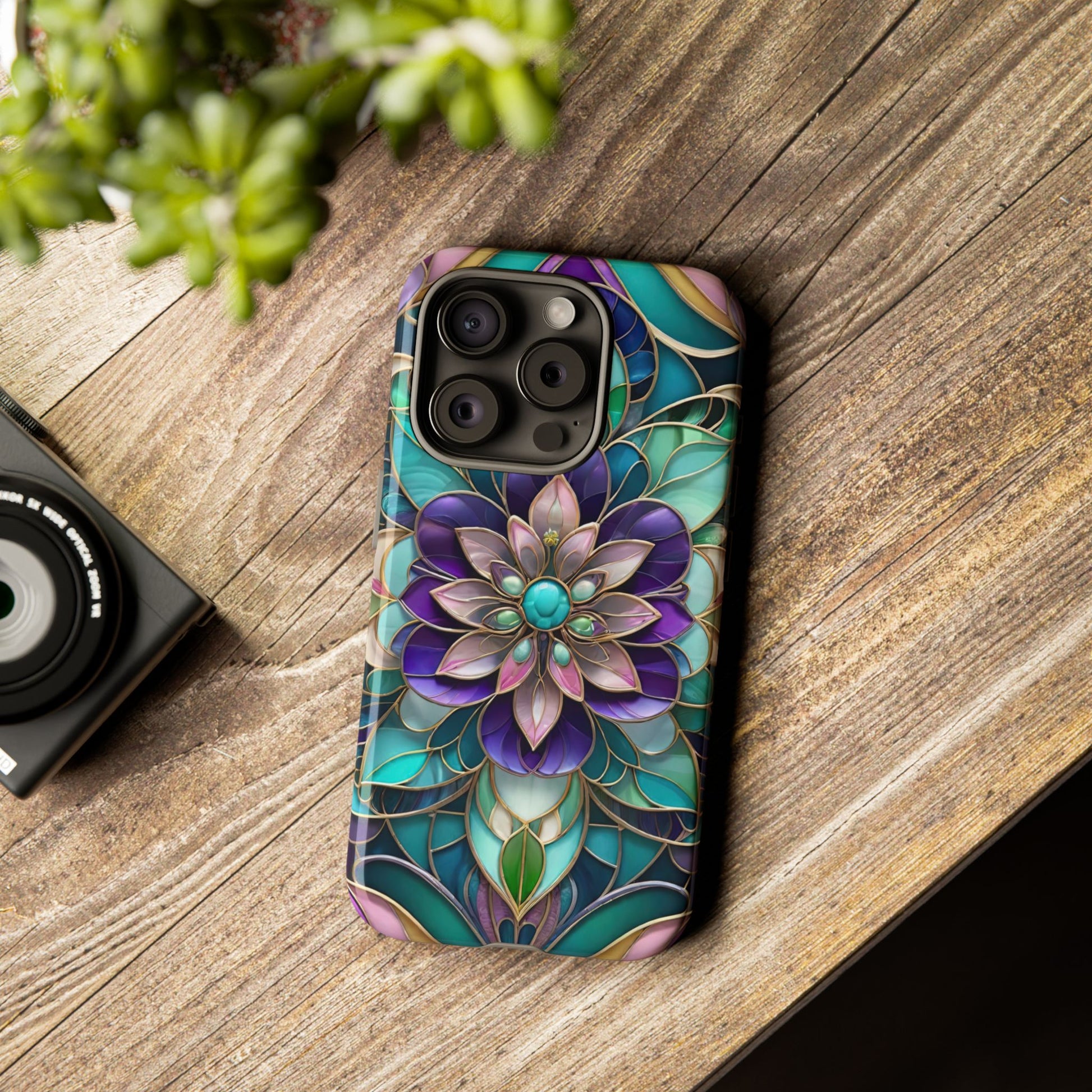 Floral Stained Glass Tough Phone Case -Stylish Protection for Your Device