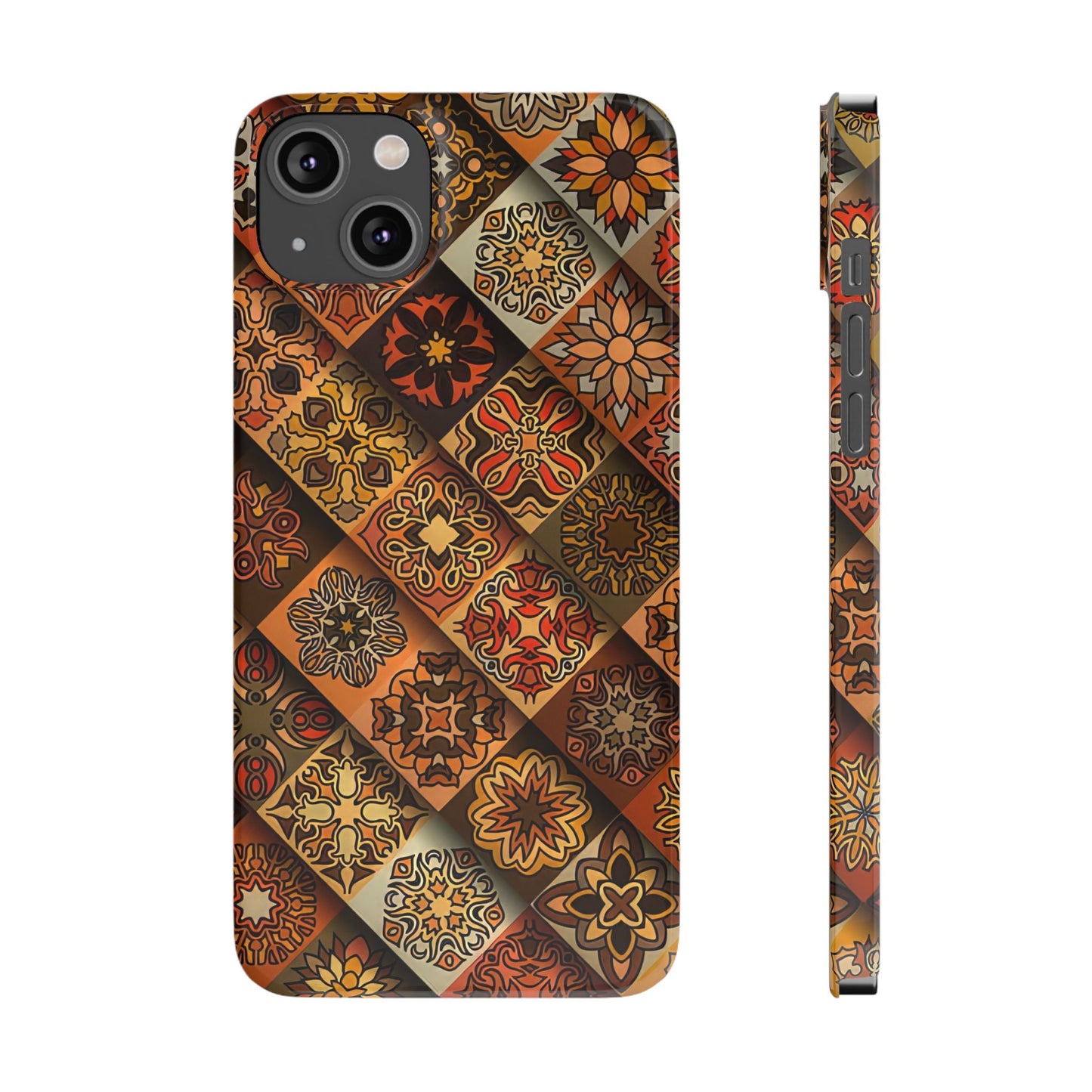 Aztec Geometric Slim Case, Boho Orange