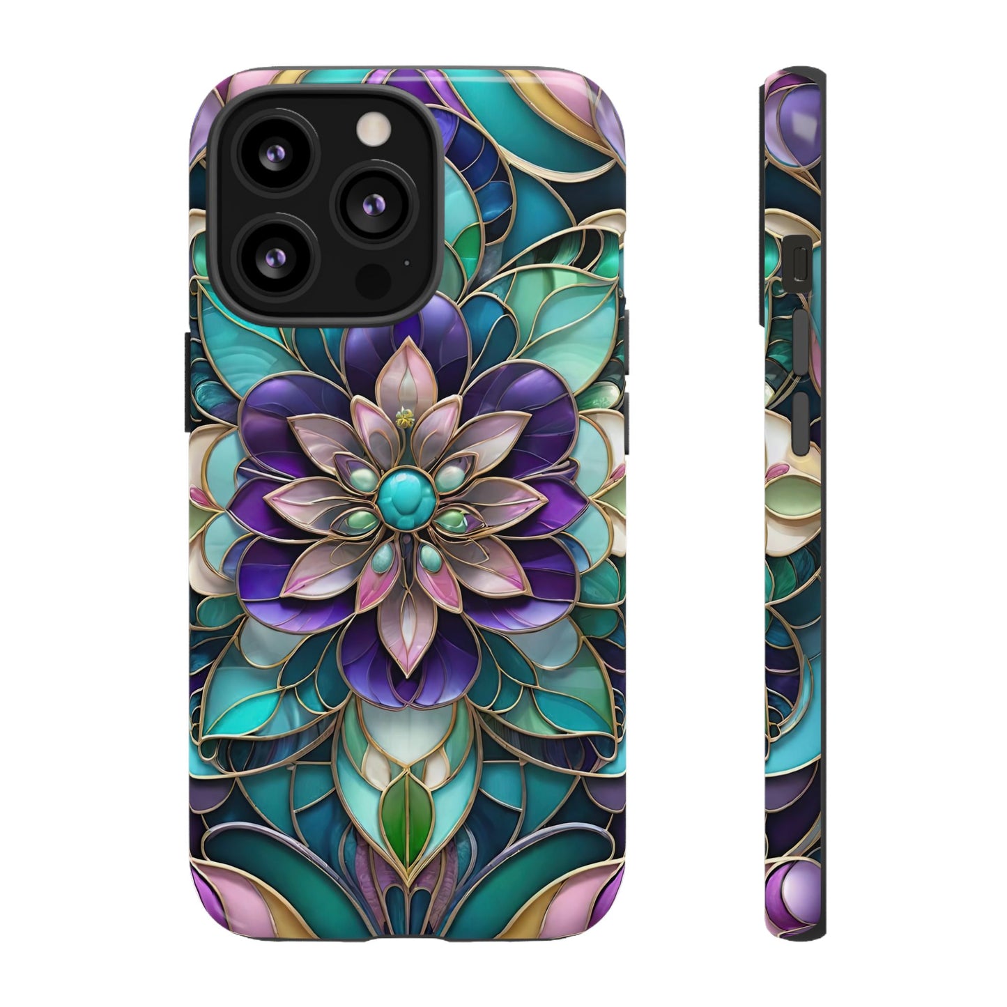 Floral Stained Glass Tough Phone Case -Stylish Protection for Your Device