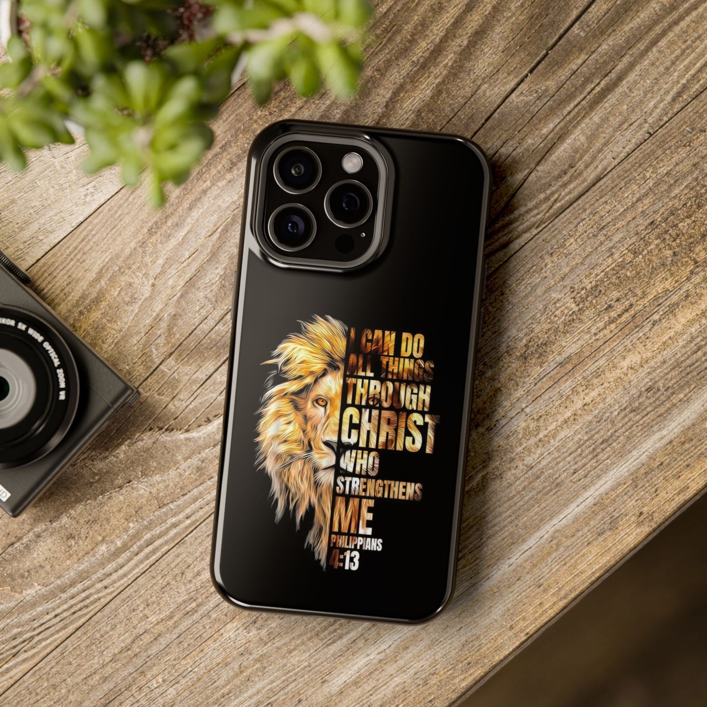 Inspirational Lion Magnetic iPhone Case, Strength & Faith, Christian Accessories