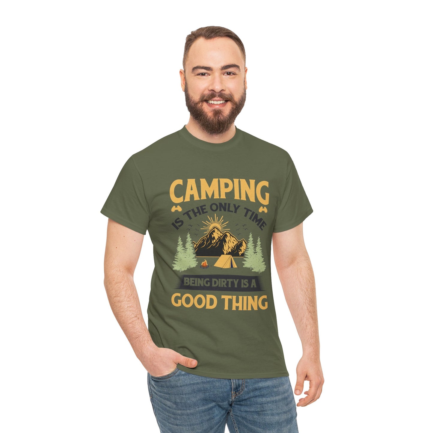 Camping Vibes Unisex Heavy Cotton Tee - "Being Dirty is a Good Thing"