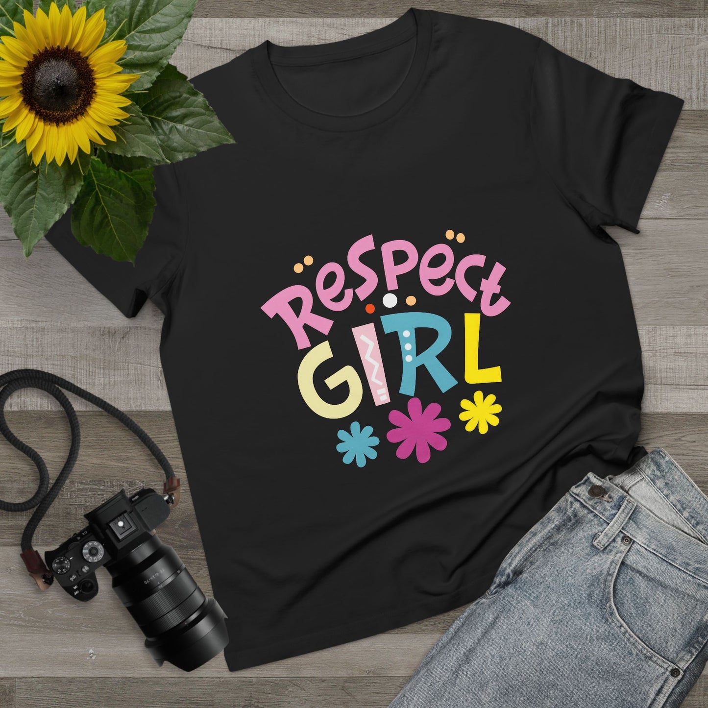 Women’s Respect Girl Tee - Fun & Colorful Graphic T-Shirt for Empowerment