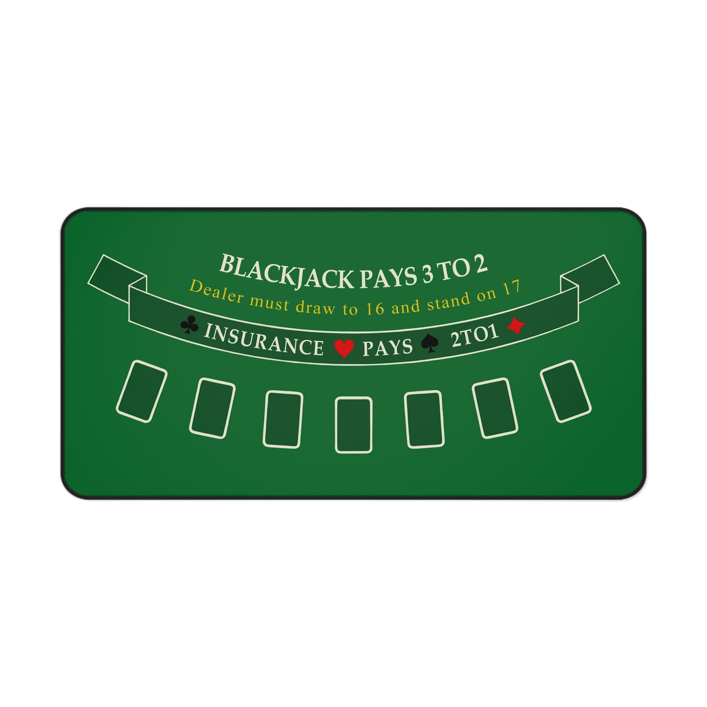 2-in-1 Blackjack Desk Mat with Stitched Edge