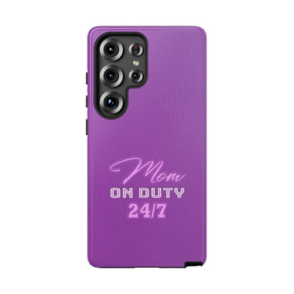 Mom On Duty Impact-Resistant Case, Purple Case for Mothers