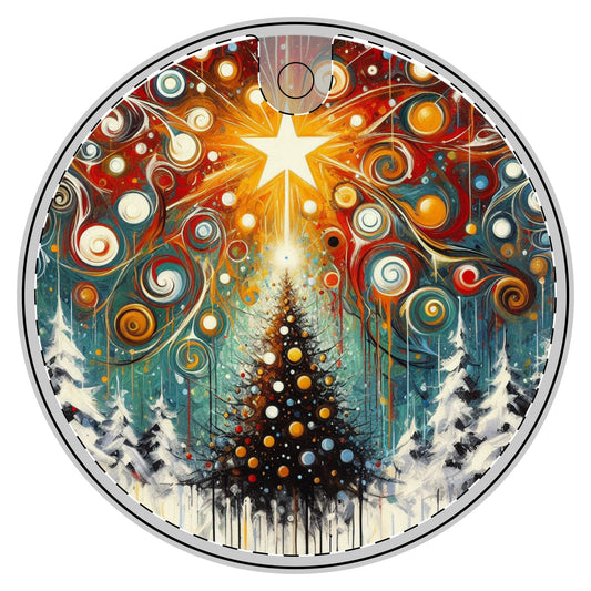 Galactic Yuletide Burst Abstract Ceramic Decoration Ornament, (1pc)  one side print