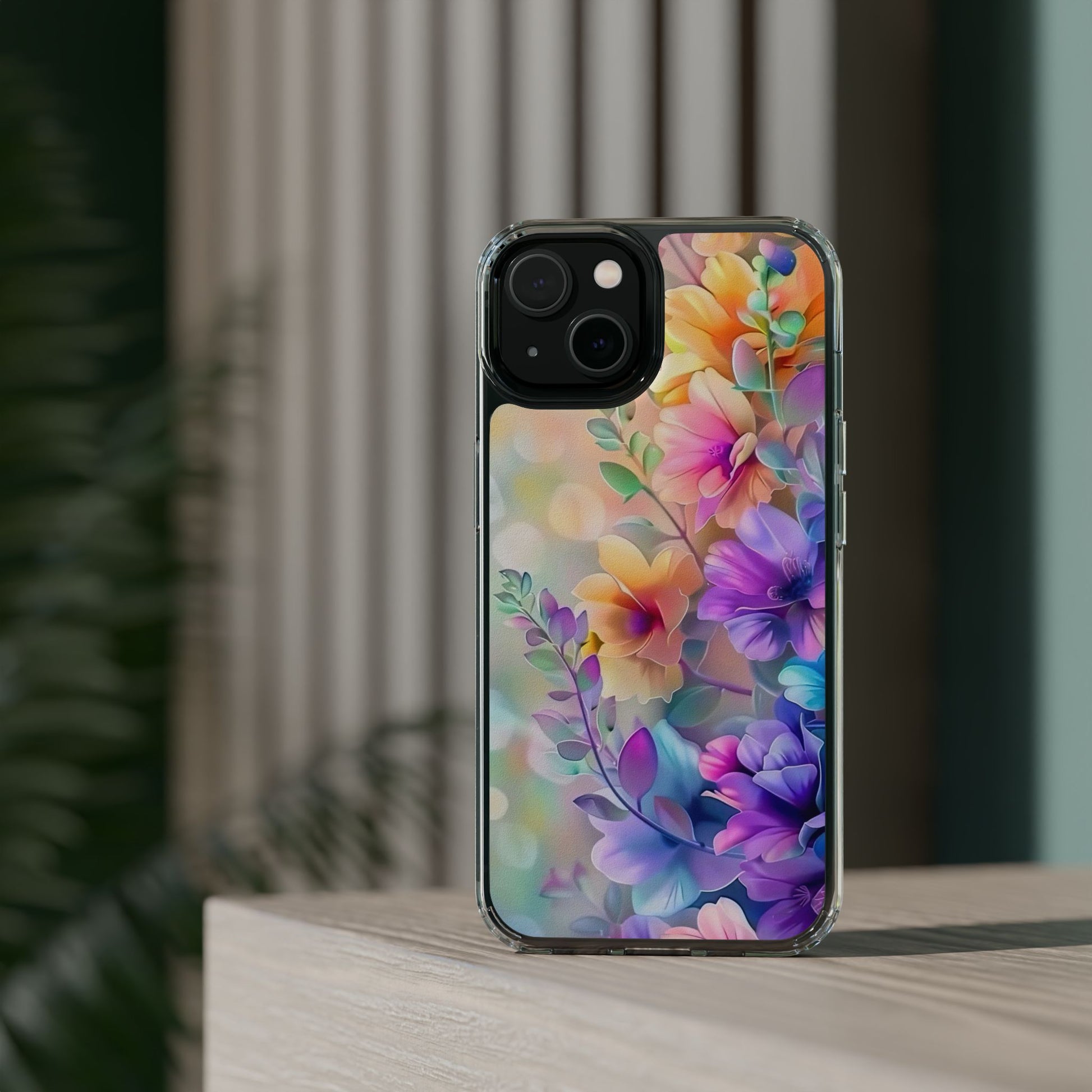 Floral Clear Phone Case -  Colorful Spring Design