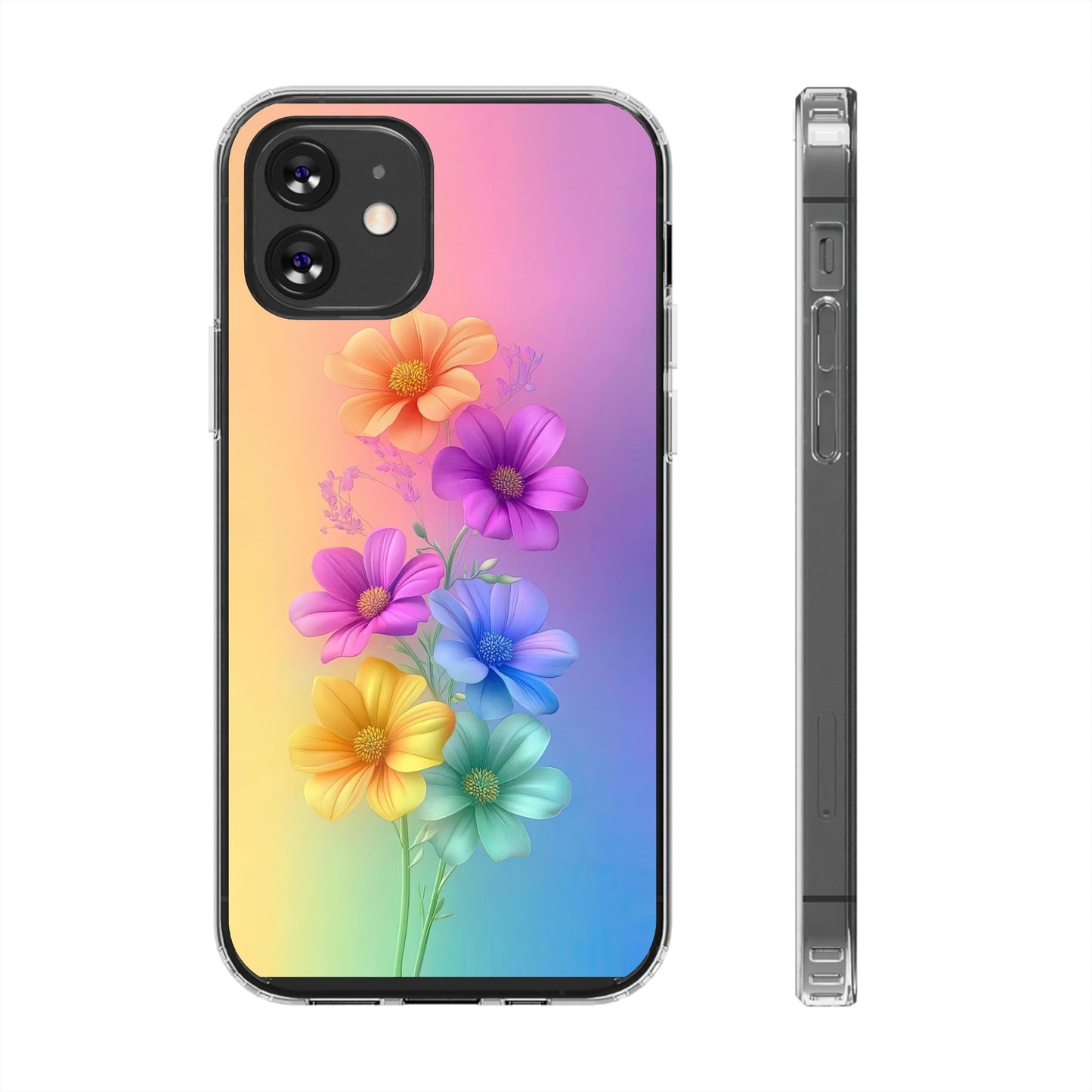 Floral Clear Phone Case – Colorful Flower Design