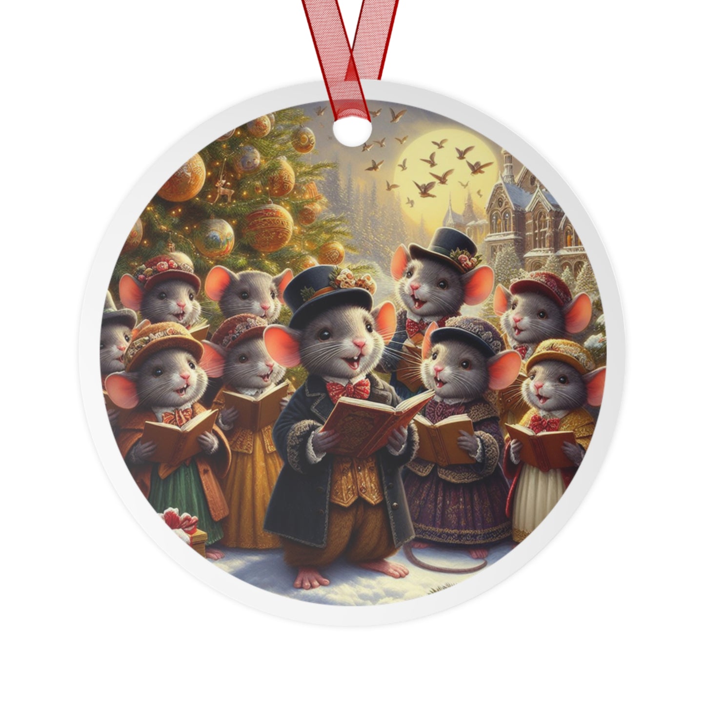 Christmas Mouse Whispers Metal Ornaments, 2-Side Print