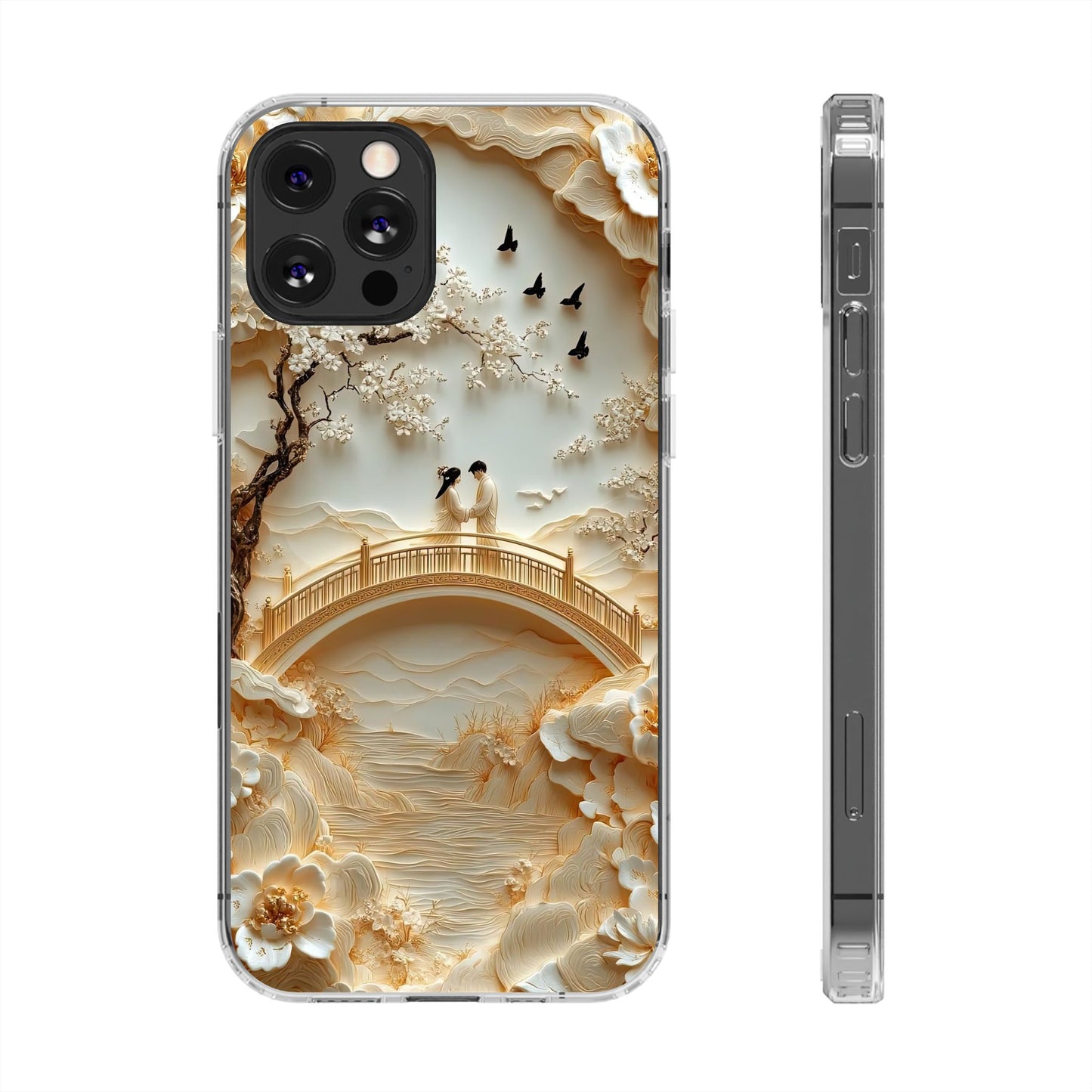 Romantic Couple 3D Effect Clear Cases,  Artistic Protective Cover