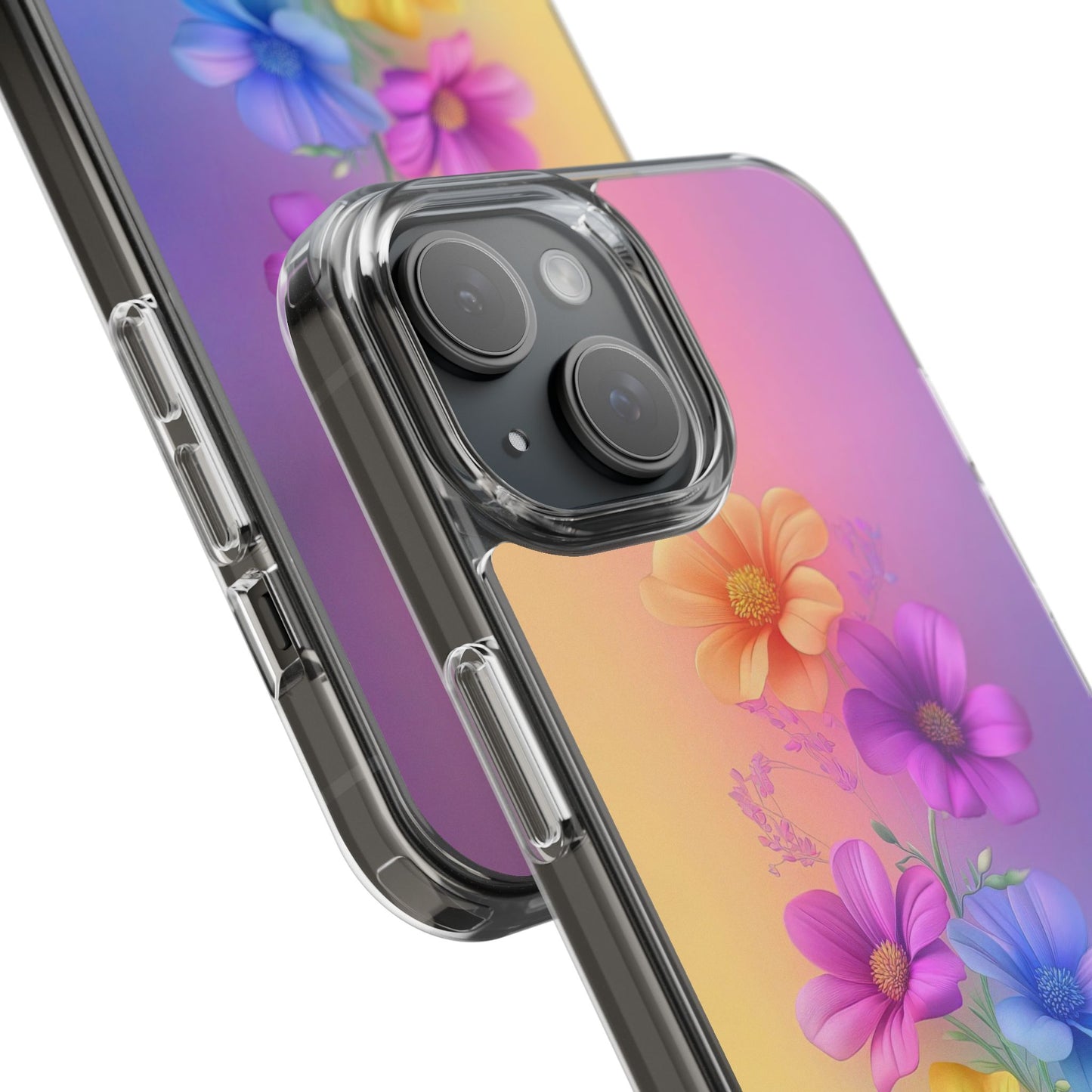 Floral Clear Phone Case – Colorful Flower Design