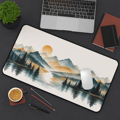 Mountain Sunrise Desk Mat — Scenic Lake Landscape Mouse Pad