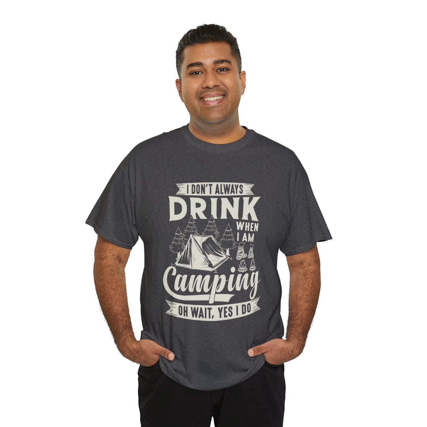 Camping Drinking Unisex Heavy Cotton Tee - Perfect Gift for Outdoor Enthusiasts