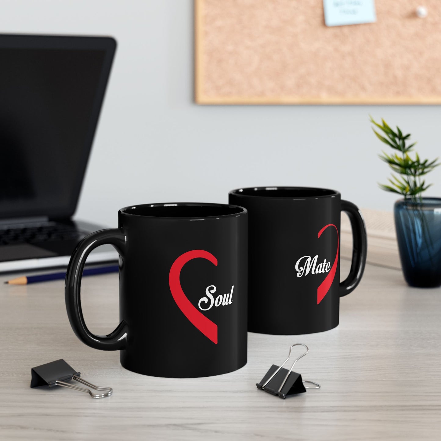 Soulmate Black Mug, Valentine's Day Cup, 11oz, 15oz
