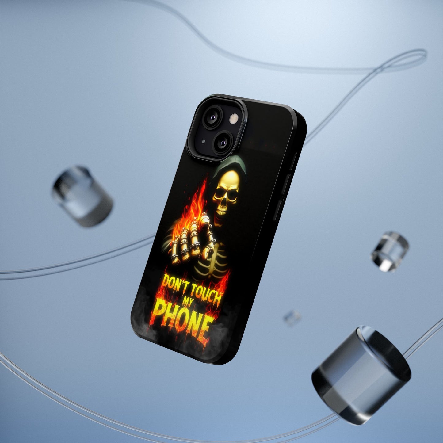 Skull Design Impact-Resistant iPhone Case, Don't Touch My Phone