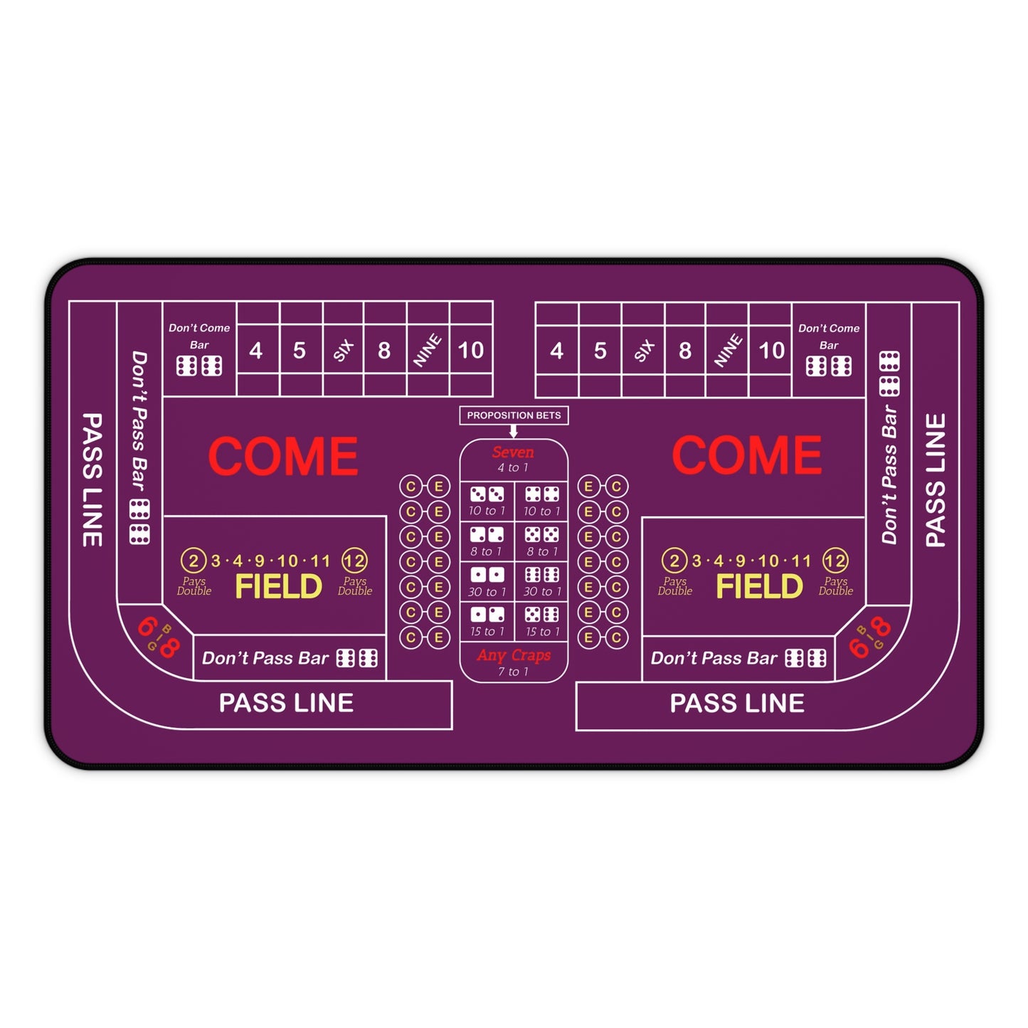 Casino Craps 2 Desk Mat — 2-in-1 Gaming Surface / Purple
