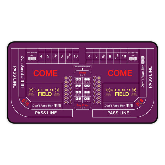 Casino Craps 2 Desk Mat — 2-in-1 Gaming Surface / Purple