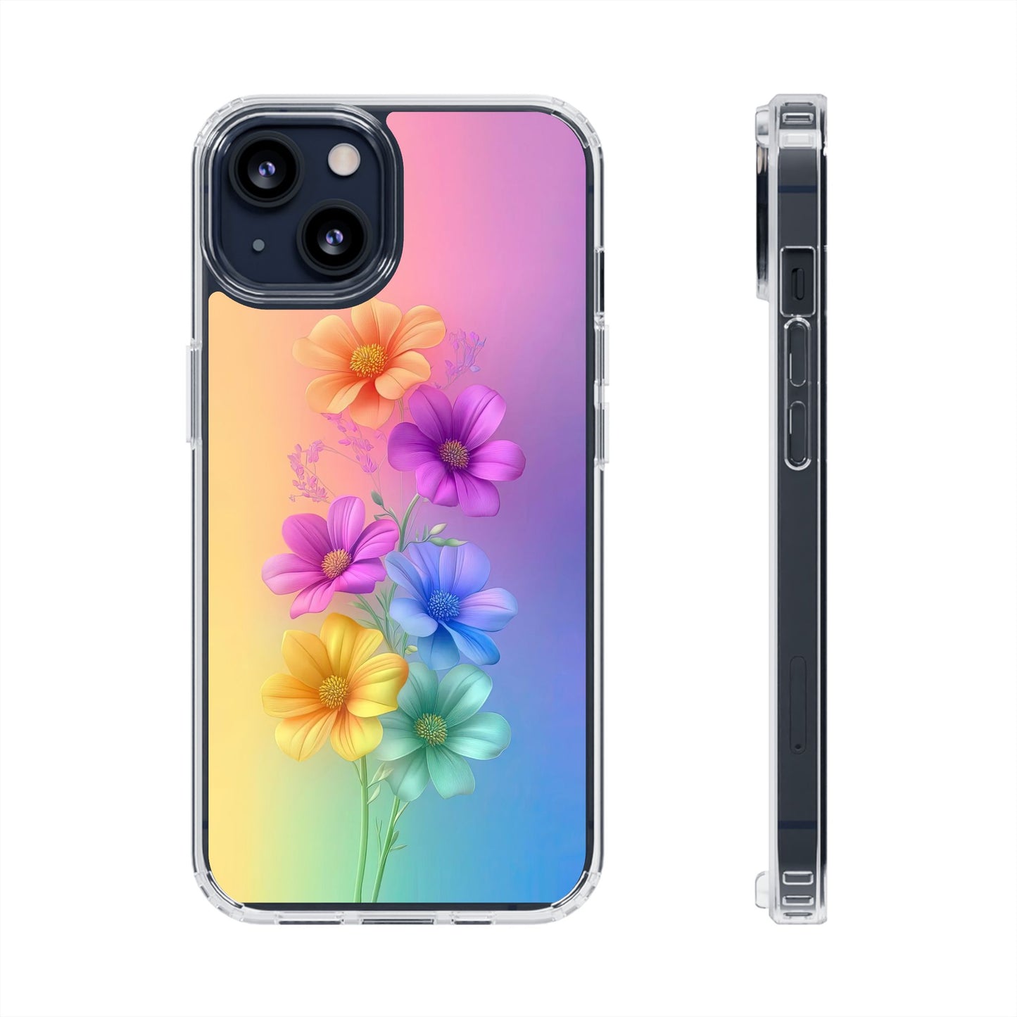 Floral Clear Phone Case – Colorful Flower Design