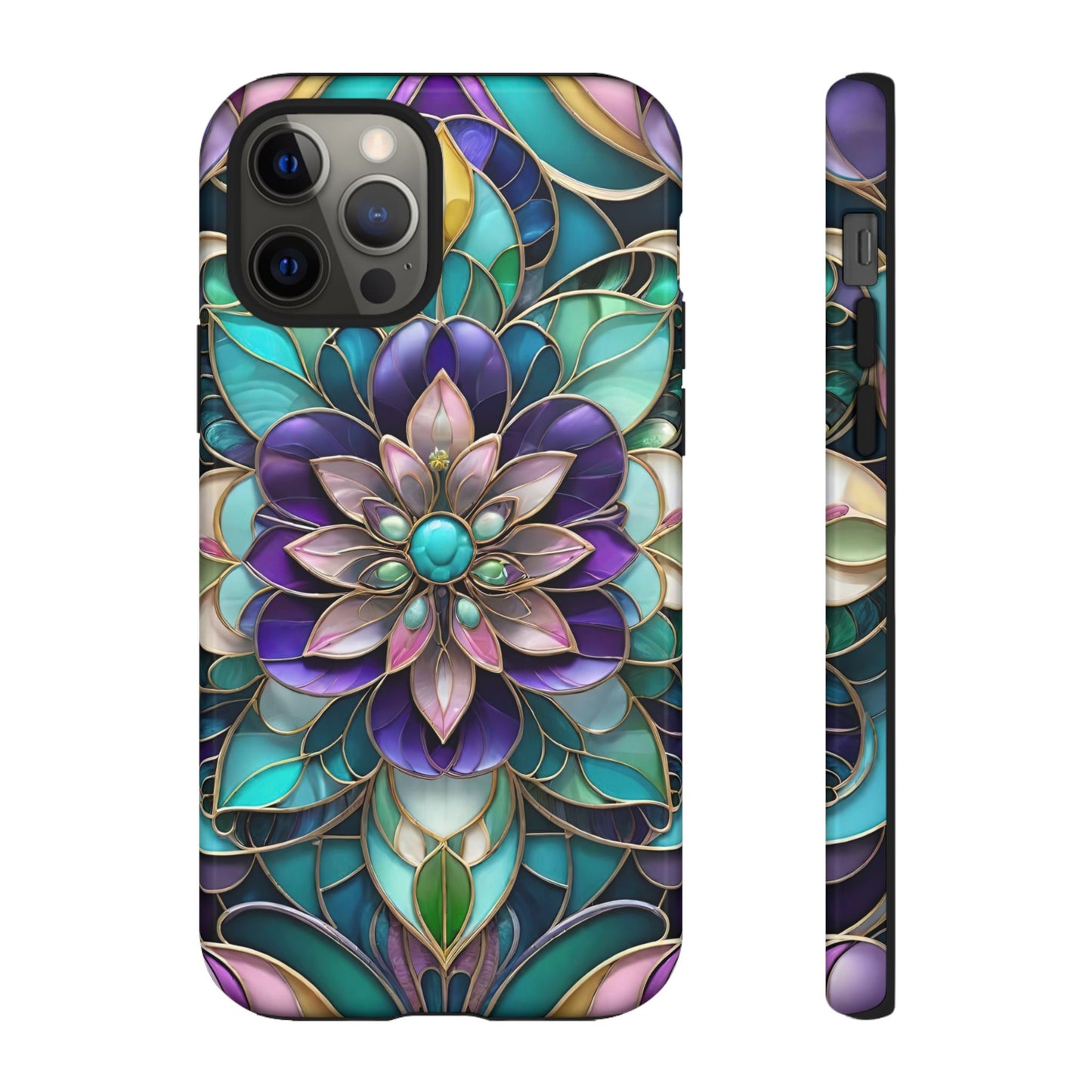 Floral Stained Glass Tough Phone Case -Stylish Protection for Your Device