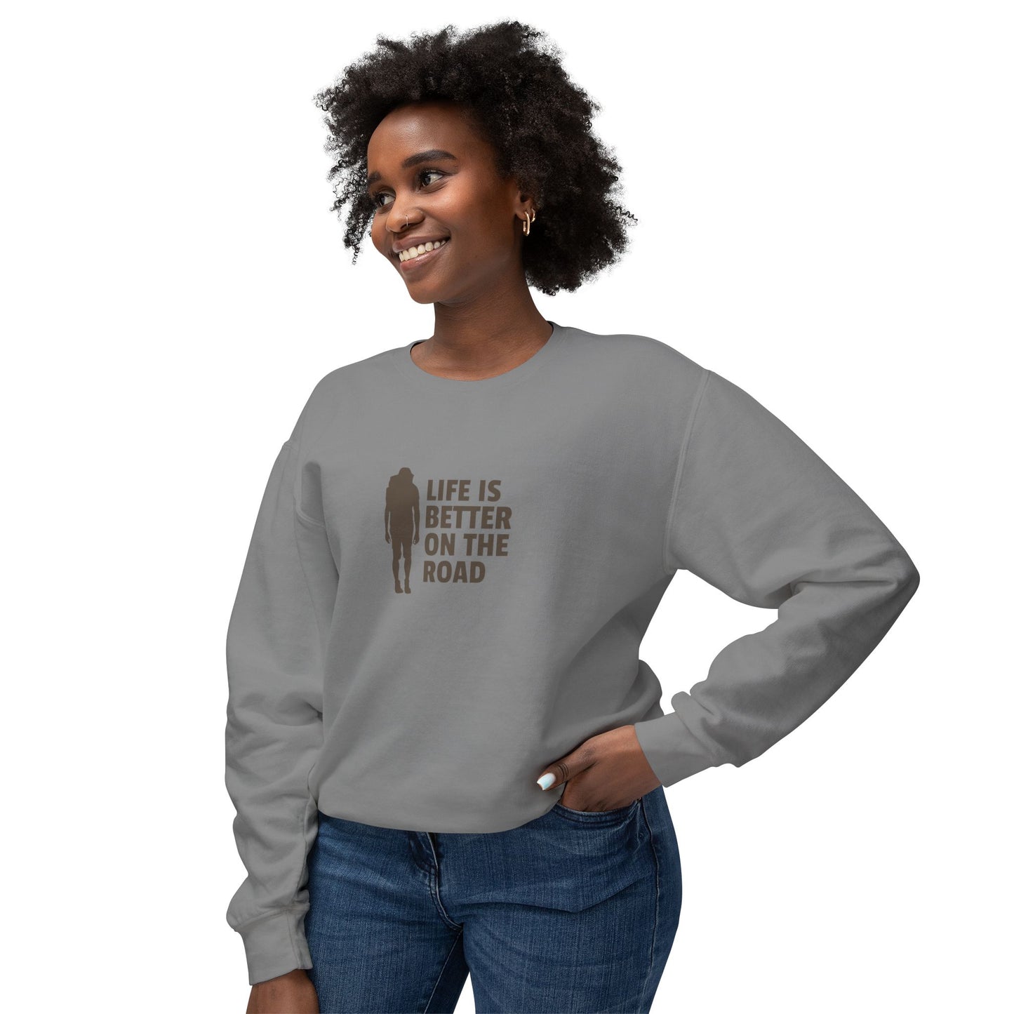 Life Is Better On The Road Unisex Lightweight Crewneck Sweatshirt