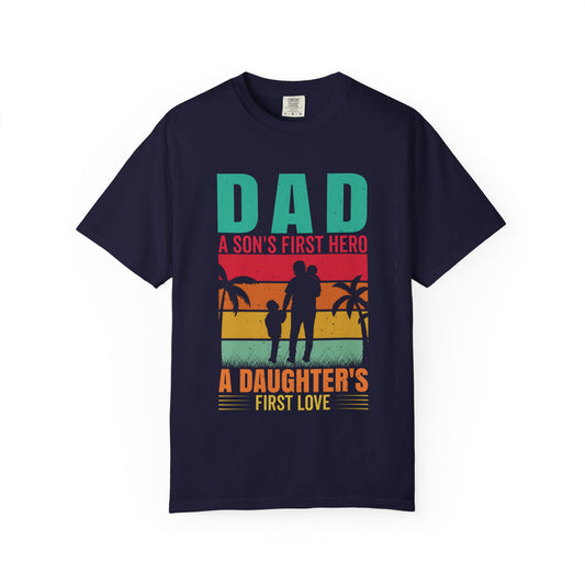 Retro Dad T-Shirt - A Son's Hero & Daughter's Love