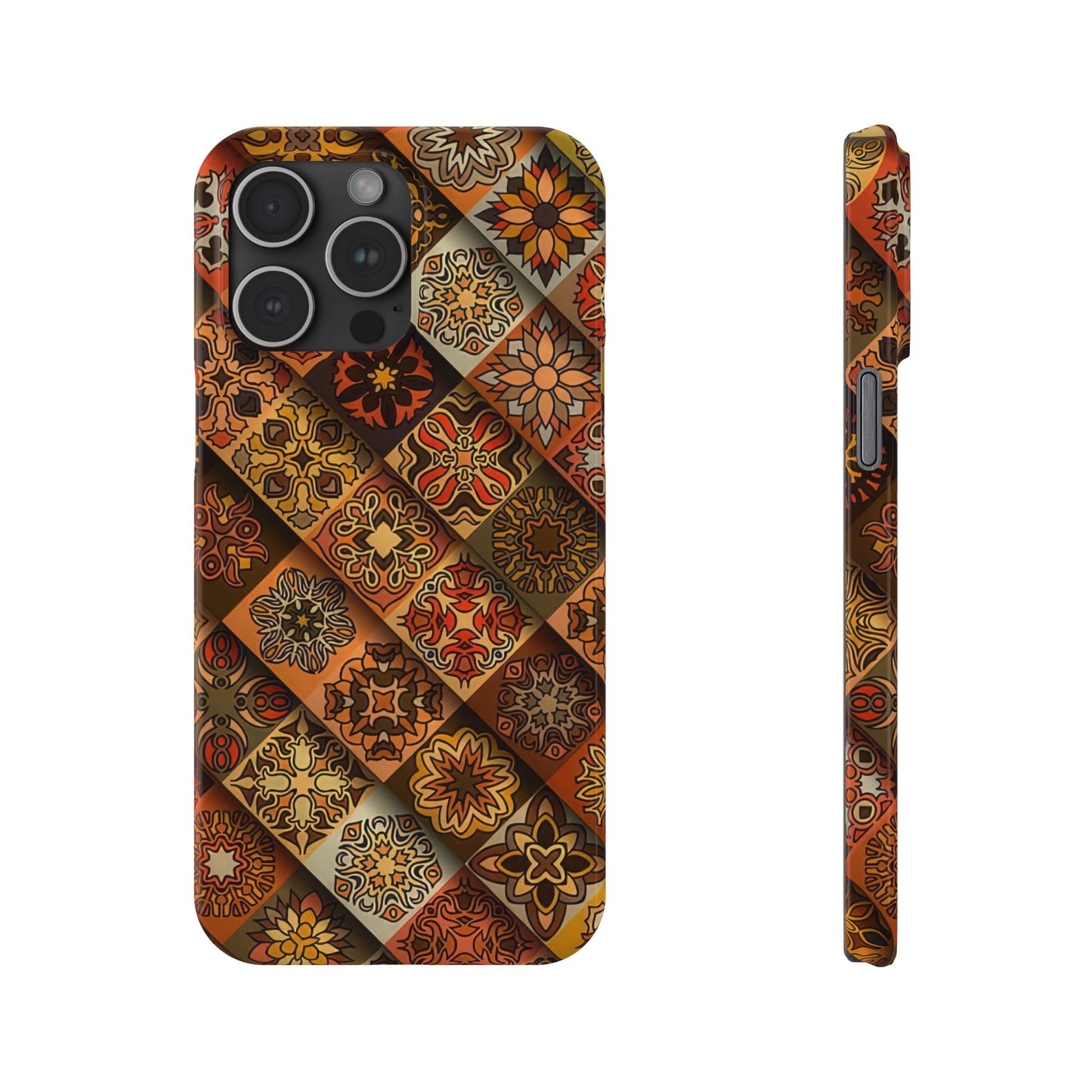 Aztec Geometric Slim Case, Boho Orange