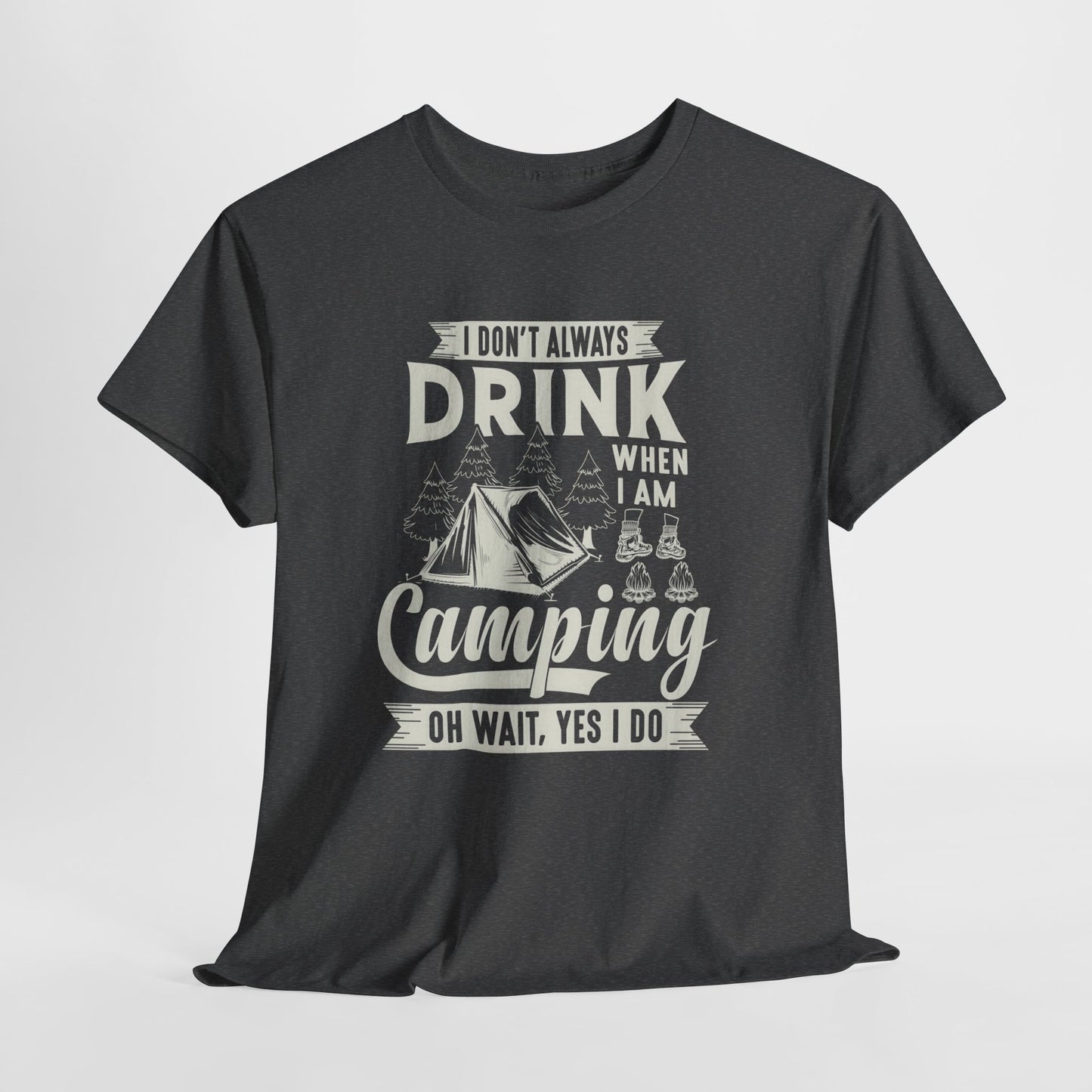 Camping Drinking Unisex Heavy Cotton Tee - Perfect Gift for Outdoor Enthusiasts
