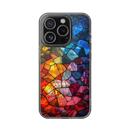 Vibrant Clear Phone Case, Colorful Stained Glass Design