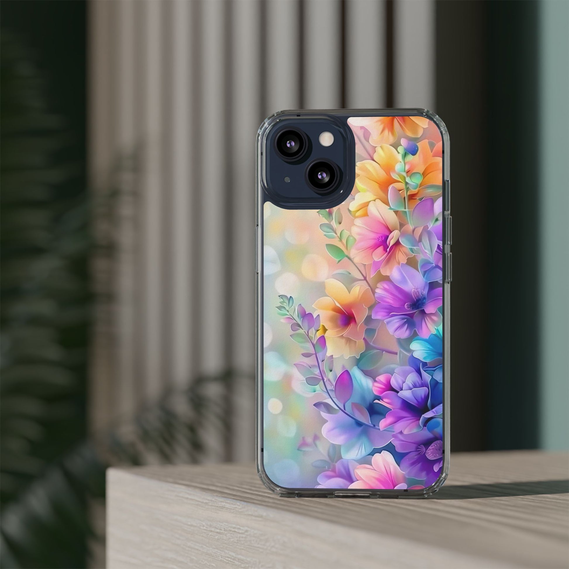 Floral Clear Phone Case -  Colorful Spring Design