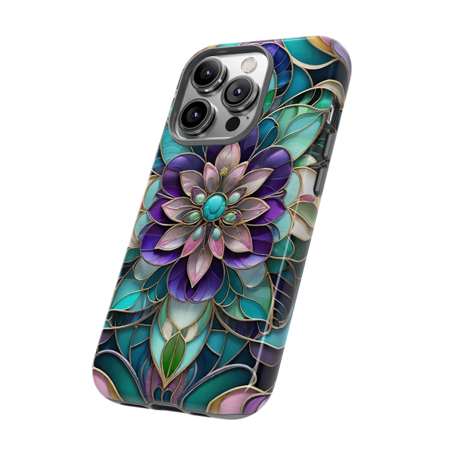 Floral Stained Glass Tough Phone Case -Stylish Protection for Your Device