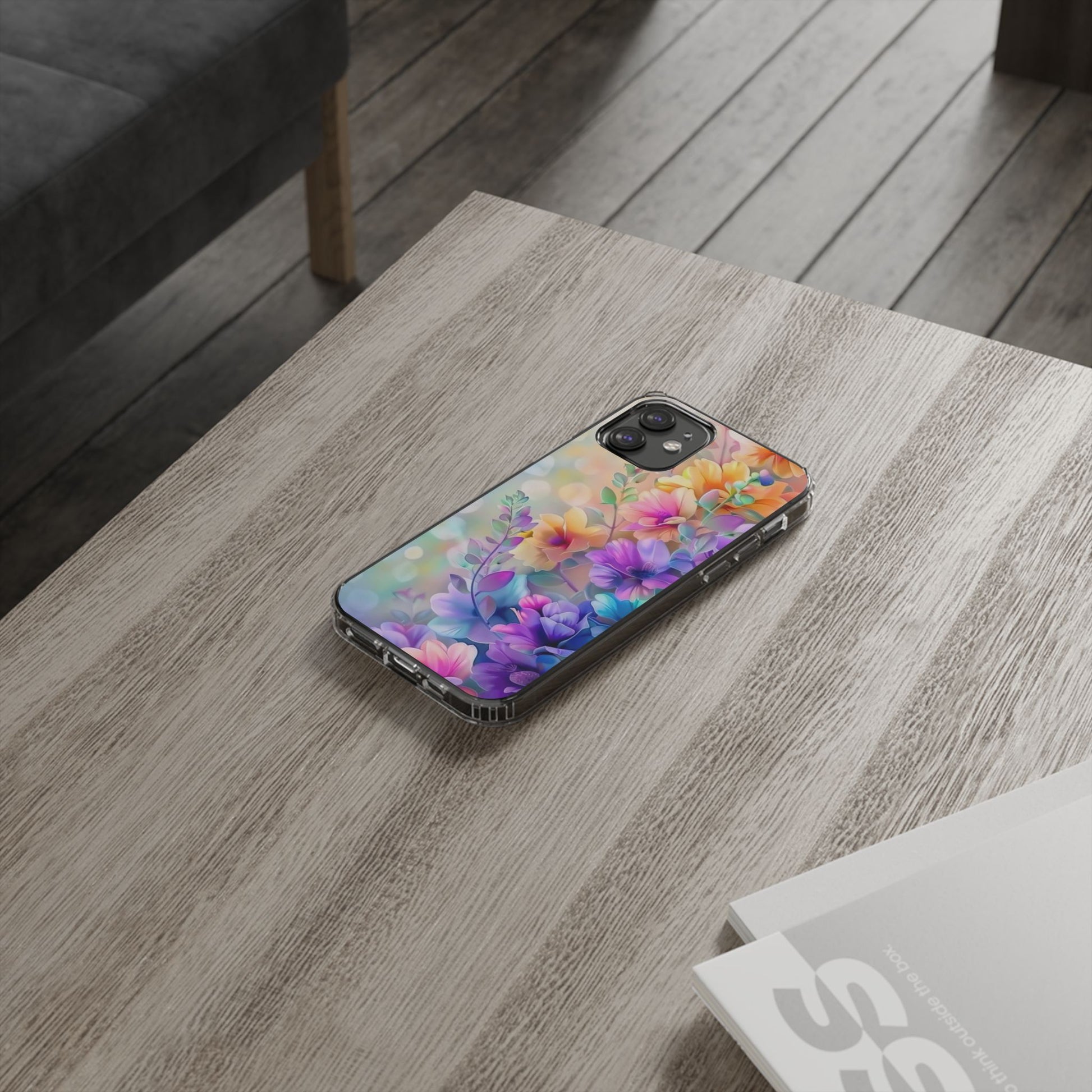 Floral Clear Phone Case -  Colorful Spring Design